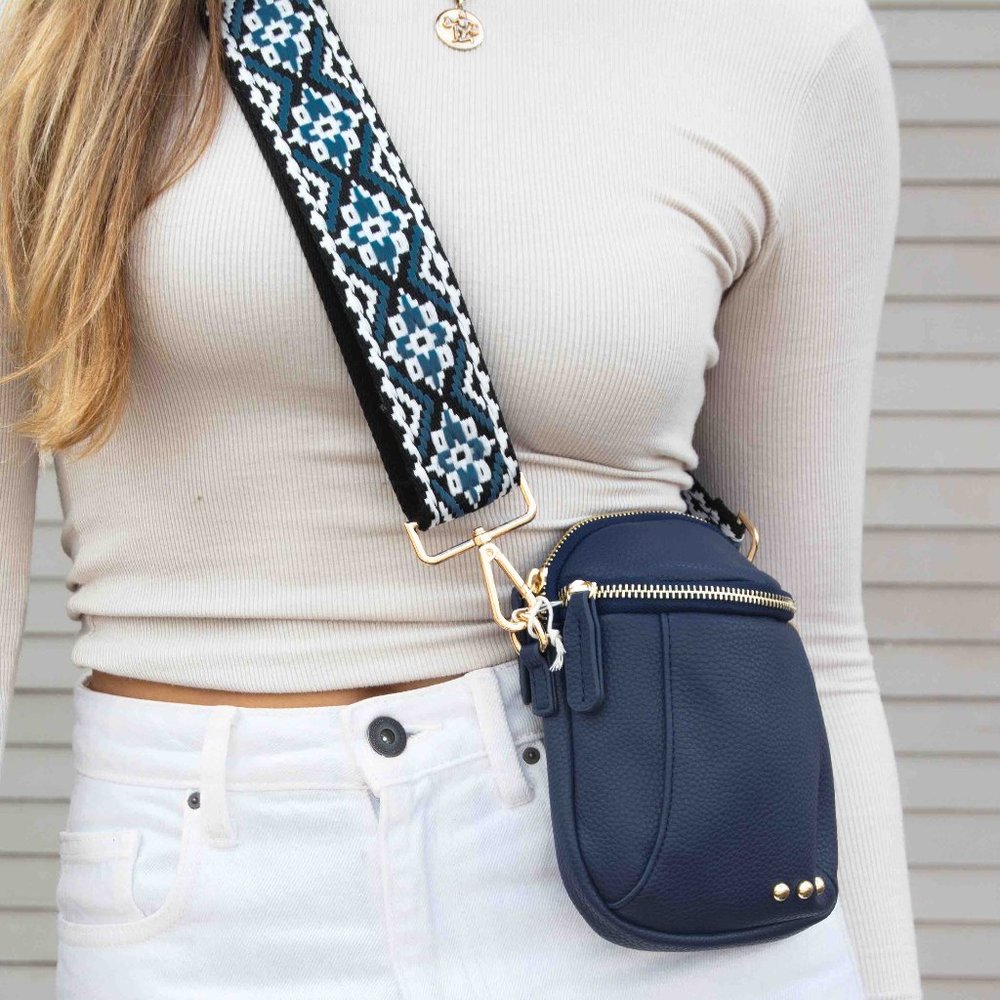 Ellie Crossbody Belt Bag - NAVY - Custom Boutique Design - Faux Leather